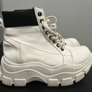 Mannarino White and Black Lace Up High-Top Boots thumbnail 1