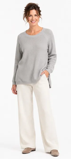 Eileen Fisher M Organic Cotton Cashmere Waffle Knit Tunic Lagenlook Gray thumbnail 1
