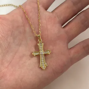 Adjustable CZ Cross Pendant Necklace for Women thumbnail 5