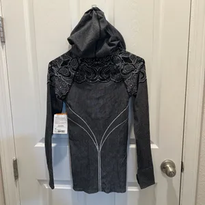 ATHLETA Dark Gray and black Hoodie with Decorative Yoke thumbnail 2