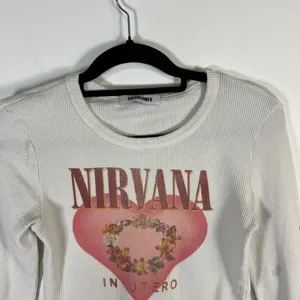 Daydreamer Nirvana In Utero Thermal Long Sleeve Crop Top Cream Grunge‎ 90's Band thumbnail 2