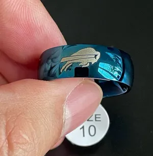 Blue stainless steel buffalo bills ring size 10 thumbnail 1