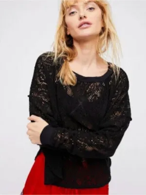 FREE PEOPLE Womens Top Not Cold In This Long Sleeve Soft Black Size S thumbnail 10