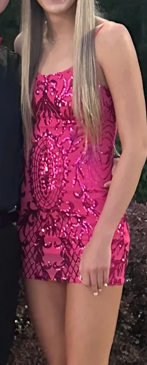 Crystal Sky Pink Sequined Mini Dress thumbnail 5