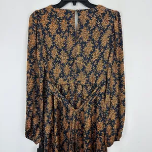 Lulus Graceful Impression Black and Orange Floral Print Midi Dress Satin S NWT thumbnail 8