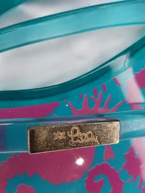 Lilly Pulitzer Teal & Pink Seahorse ResortWear Preppy Beach Jelly Flip Flops thumbnail 2