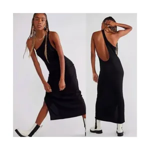 Free‎ People Beach Saturday Night Out One Shoulder Midi Dress Black Large thumbnail 2