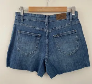 Lee High Rise Relaxed Fit Stretch Denim Jean cutoffs cut off shorts Blue 10 new thumbnail 3