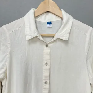 Old Navy Linen Blend Shirt Dress White Women Small Tall Long Sleeve Minimalist thumbnail 12
