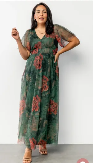 NWT Baltic Born Green Tulle Maxi Dress thumbnail 1