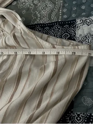 a.n.a. Rayon & Linen Blend Dress with Pockets Cream with Brown Stripes 2X thumbnail 7