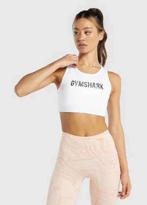 Gymshark Womens White Graphic Logo Crop Tank Top Sleeveless Athletic Size S thumbnail 1
