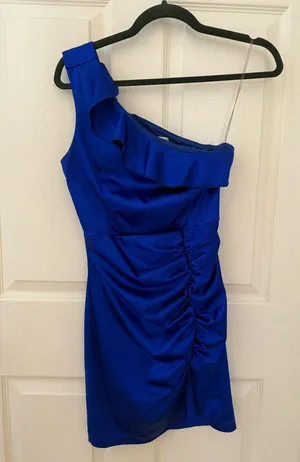 Honey and Rosie Royal Blue One-Shoulder Dress thumbnail 1