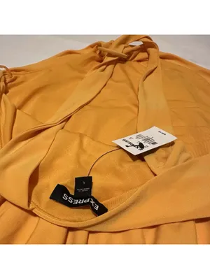 Express Yellow Sleeveless Halter Top Bodysuit Sz L Large $58 thumbnail 10