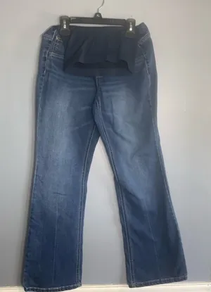 Medium Wash Straight Leg Maternity Blue Jeans PM thumbnail 1