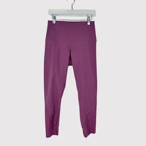 Lululemon Women Leggings Purple Wunder Under Crop Scallop Pull On Stretch Size 6 thumbnail 2