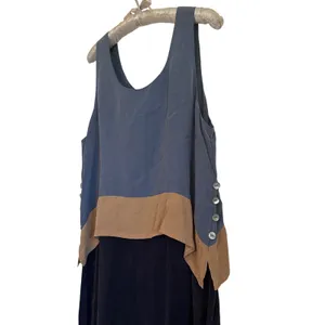 Nina Piccalino 90s Vintage Colorblock Maxi Blue Dress Women's Sz 8 Lagenlook USA thumbnail 2