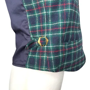 Vintage Eddie Bauer Vest S Lambswool Wool Waist Coat Buckle Plaid‎ Academia thumbnail 5