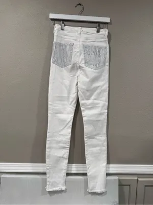 $225 Retail 7FAMK Womems White Metallic Skinny thumbnail 3