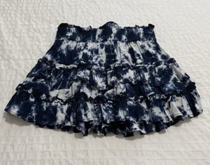 Cake For Dinner Blue & White Tie Dye Ruffle Tiered Mini Skirt Sz M Medium thumbnail 1