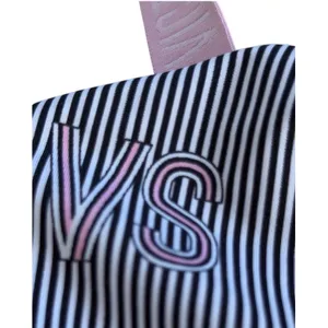 Victoria Sport Strappy Racerback Sports Bra Black White Striped Logo Pink Small thumbnail 7