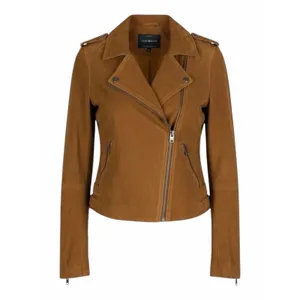 Lucky Brand Goat Suede Asymmetrical Zip Moto Jacket Brown Size XS thumbnail 3