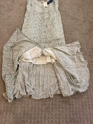 Abercrombie & Fitch Light Blue Floral Tiered Spaghetti Strap Midi Dress XS thumbnail 8