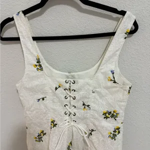 Anthropologie Vanessa Virginia Lace Corset Tank Top White Floral Embroidered 10 thumbnail 7