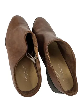 (RC) American Eagle Womens 10 Brown Leather Mule Clogs Slip Block Heel Shoes thumbnail 6