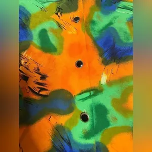 Vintage Orange Blue Green Button Blouse XL thumbnail 5