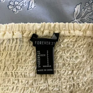Forever 21 Yellow Linen‎ Blend Puff Sleeve Button Front Mini Dress Small thumbnail 3