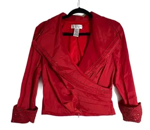 Vintage Jackie Jon Beaded Top Red Size 6 thumbnail 1