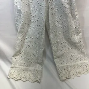 Blue Blush Eyelet Jumpsuit Cropped 100% Cotton Women S White Whimsical Girly Fun thumbnail 6