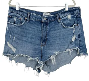 Abercrombie & Fitch High Rise Denim Mom Shorts 34/18 thumbnail 1