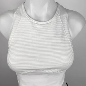 Lululemon White Striped Racerback Athletic Yoga Crop Tank Top Sports Bra Size S thumbnail 3