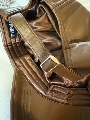 Steve Madden Brown Leather Baseball Cap thumbnail 4