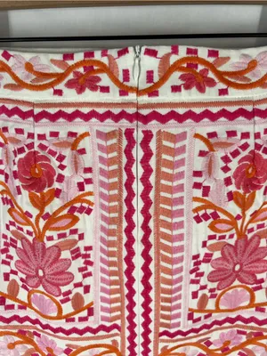 J.Marie Marina Embroidered Floral Mini Skirt Pink Orange White Size S thumbnail 7