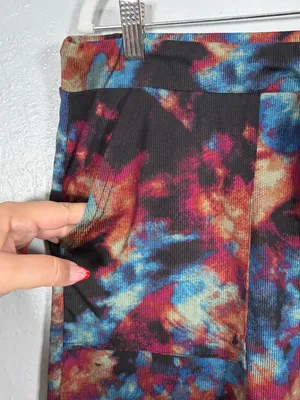 Lularoe Women XL Black Blue Orange Tie Dye Jessica Shorts Pockets Drawstring thumbnail 4
