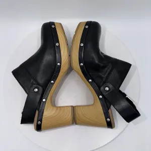 Clarks Artisan Ledella York Black Leather Block Heel Clog Slingback Mule 6 thumbnail 4