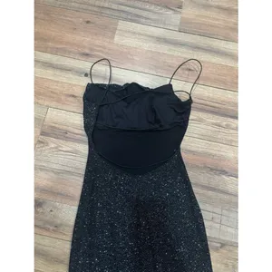 B. Darlin Black Rhinestone Glitter Bodycon Maxi Dress Spaghetti Strap Y2K Formal thumbnail 8