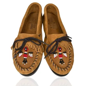 Minnetonka Thunderbird Animikii Moccasins Womens Size 10 Beaded Fringe Slip On‎ thumbnail 2