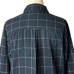 Marine Layer‎ Popover Blouse Womens Medium Black White Windowpane Organic Cotton thumbnail 5