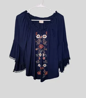 Altar'd State Embroidered Blouse Floral thumbnail 1
