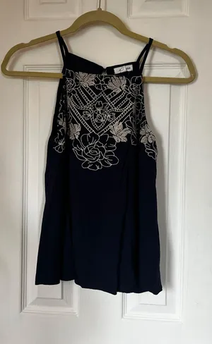 Eyeshadow Navy Floral Halter Top thumbnail 1