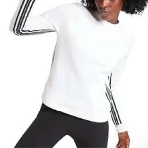 Athleta White 247 Stripe Crewneck Sweatshirt Size Small thumbnail 1
