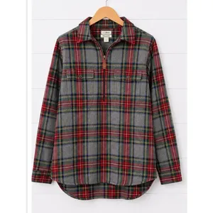 L.L. Bean relaxed fit flannel pullover zip up sweater large thumbnail 8