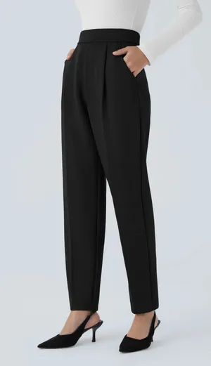 Halara High Waisted Pocket Tapered Work Office Stretch Pants Black Small thumbnail 1