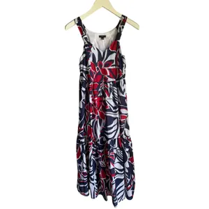 Talbots Petite Cotton Tropical Midi Dress Navy Red White Size Petite Small thumbnail 5
