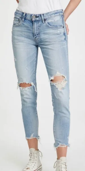 Moussy Altawoods Distressed Ripped Ankle Skinny Jeans 27 Light Blue Wash thumbnail 1