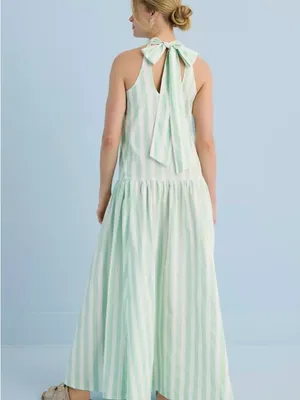 crown & ivy Mint and White Striped Halter Maxi Dress thumbnail 2